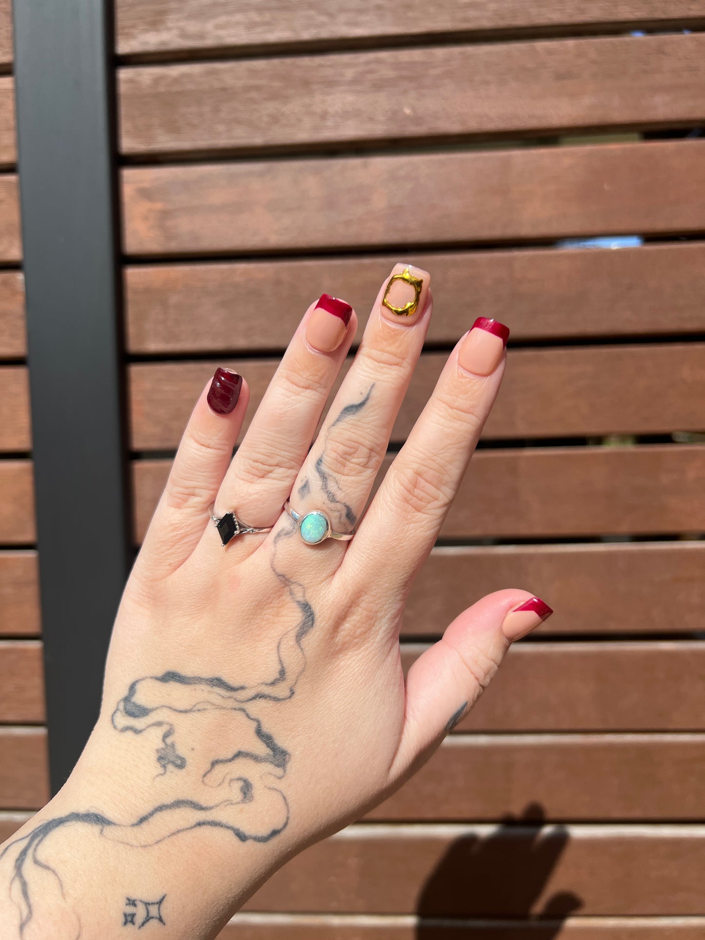 Red French & Gold Chrome