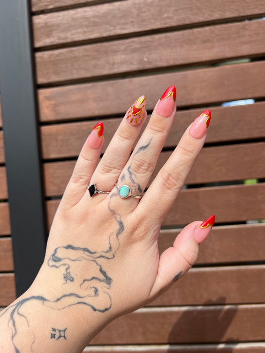 Red & Gold Heart Chrome