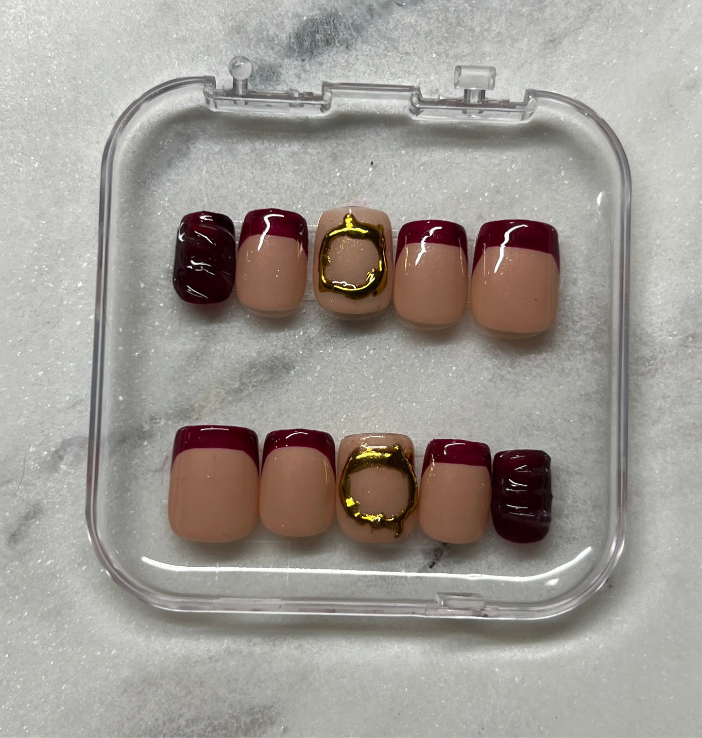 Red French & Gold Chrome