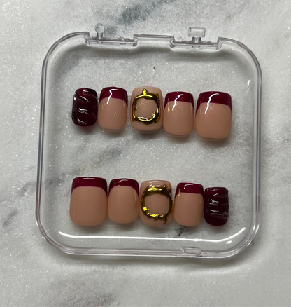 Red French & Gold Chrome